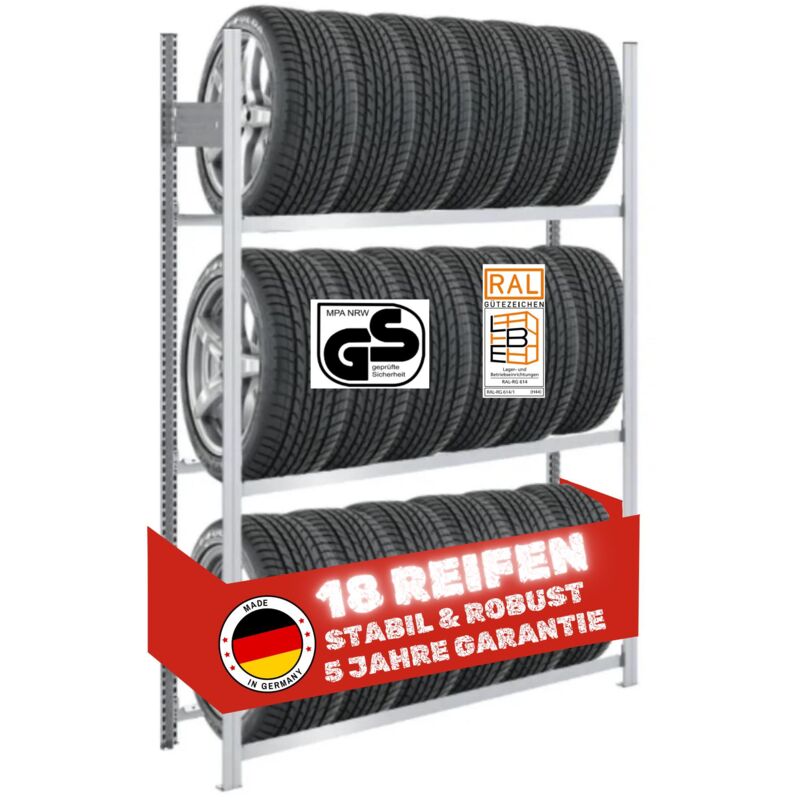 Proregal-qualitätsregale Made In Germany - tagère à pneus tire pro Made in Germany HxLxP 200x150x43cm 3 niveaux 30kg par niveau Jusqu'à 7 pneus par
