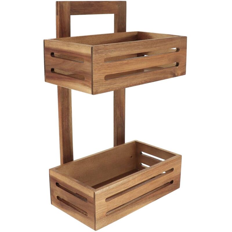 Etagere a poser 2 paniers acacia mdf - acacia - Tendance