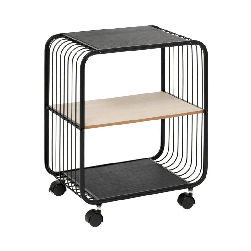 5five Simply Smart - tagère à Roulettes 2 Niveaux 'Bert' 53cm Noir