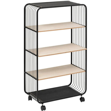 Étagère à Roulettes 4 Niveaux "Bert" 96cm Noir