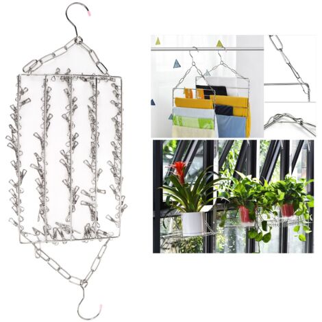 Étagère à sécher Stainless Steel Multifunctional Argent Séchage Étagère [100 clips]