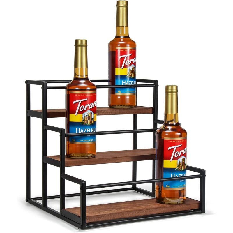 Étagère à sirop de café à 3 niveaux pour 12 bouteilles de sirop, support pour station de café, étagères de rangement pour sirop, vin, vinaigrette