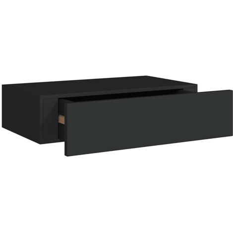 Étagère à tiroir murale  Étagère flottante noir 40x23,5x10 cm MDF