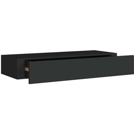 Étagère à tiroir murale  Étagère flottante Noir 60x23,5x10 cm MDF