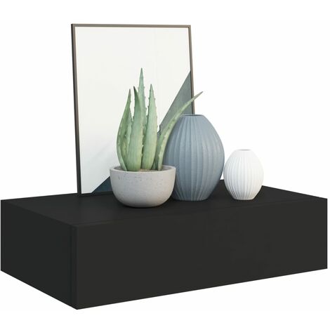 Étagère à tiroir murale Noir 40x23,5x10 MDF