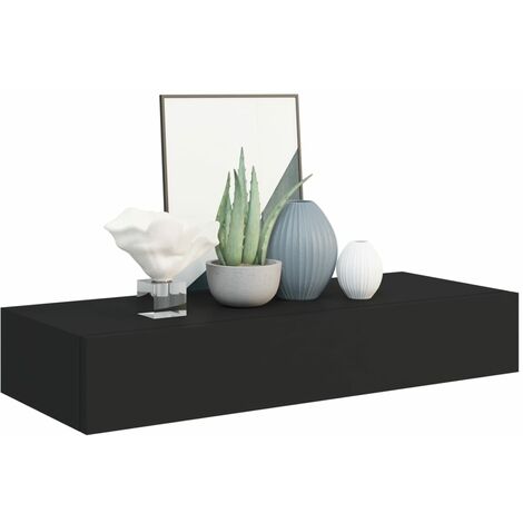 Étagère à tiroir murale Noir 60x23,5x10 MDF