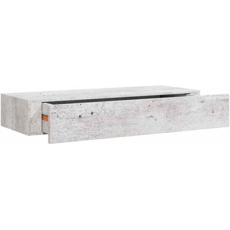 Étagère à tiroir murale,Étagère flottante Gris béton 60x23,5x10 cm MDF CFW30452