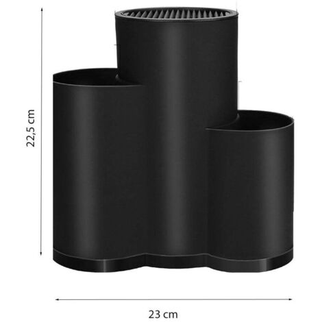 Étagère à ustensiles de cuisine - Noire - Plastique - Porte-couteaux - Porte-cuillères - Organiseur de cuisine - Étagère de rangement pour plan de travail