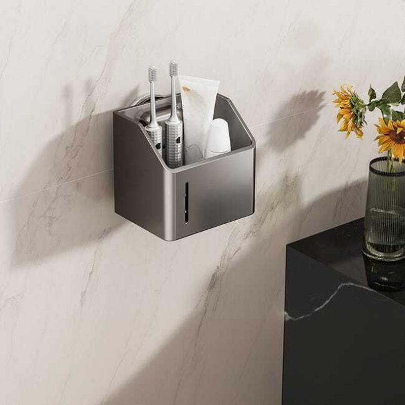 Étagère à Ventouses Sans Perçage pour Salle de Bain, Fixation Murale, Matériaux Durables, Gris foncé Petite étagère 129.511.5 cm