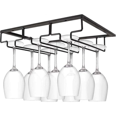 Étagère à verres à vin décorative en métal pour bar ou cuisine, 3 niveaux, en acier inoxydable noir