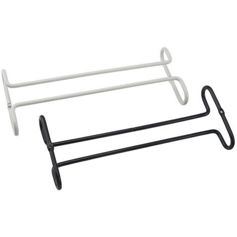 Étagère à verres à vin suspendue simple et moderne, 2 pièces en fer, étagère à verres à pied, étagère de rangement, étagère à verres à pied pour cuisine, bar, sous armoire (blanc, noir)