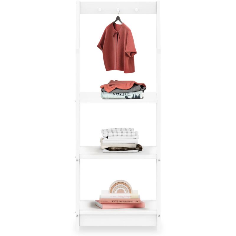 Tagère à vêtements enfant sally en pin massif - Blanc