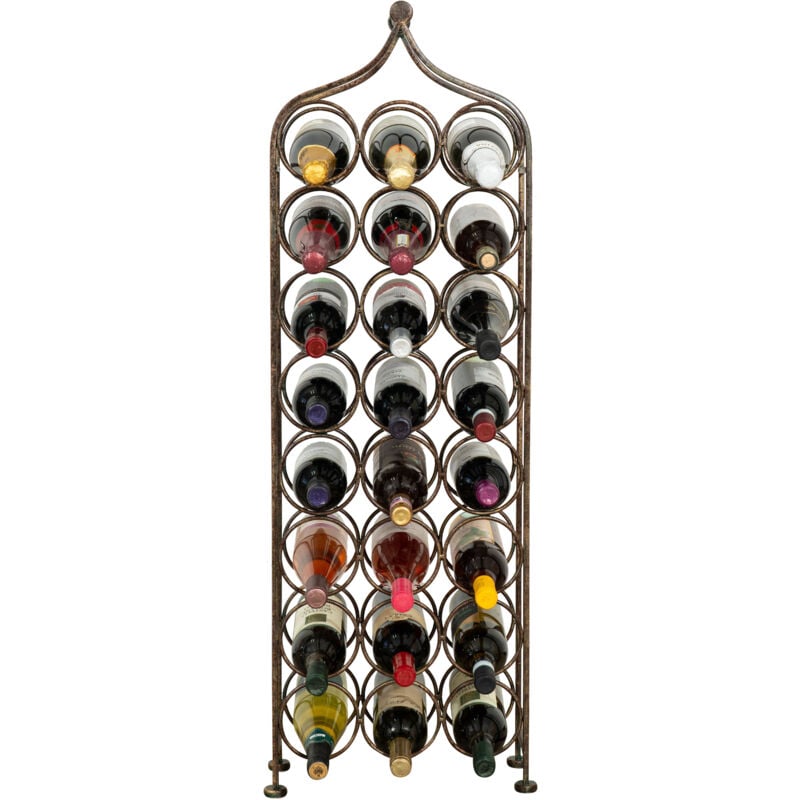 Biscottini - Etagère à vin Armoire à vin Cave à vin en fer Porte-bouteille de vin Porte-bouteille sur pied en fer forgé 24 bouteilles