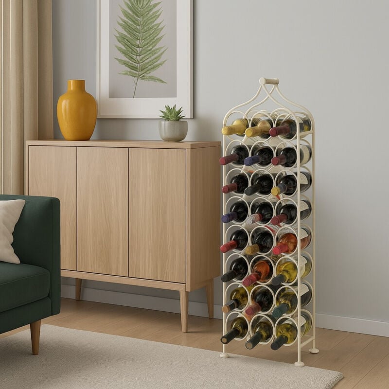Biscottini - Etagère à vin Armoire à vin Cave à vin en fer Porte-bouteille de vin Porte-bouteille sur pied en fer forgé 24 bouteilles
