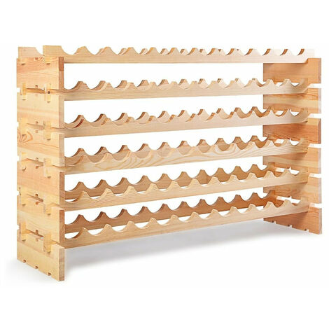 Étagère à vin casier à 72 bouteilles en bois de pin robuste modulable 119x29x71 cm 200001410