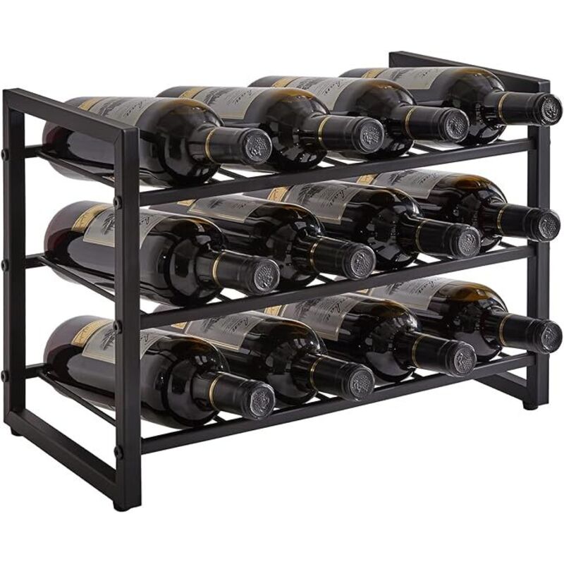 Étagère à vin empilable, porte-bouteilles d'alcool, 3 niveaux pour 12 bouteilles, inserts pour armoire, comptoir, garde-manger, bar, petit espace,