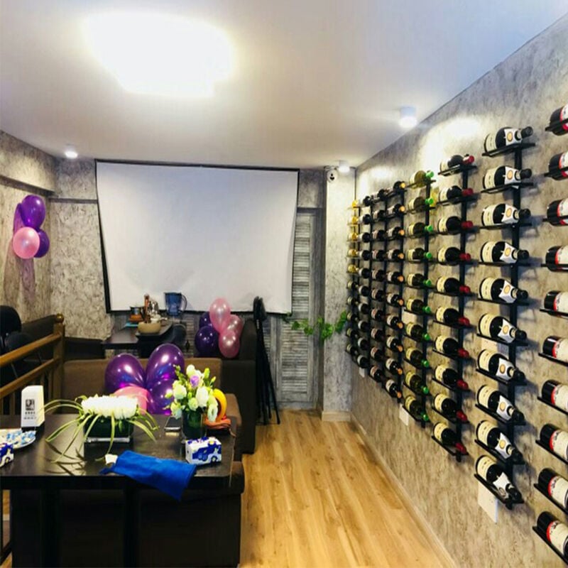 Haloyo - tagère à Vin en métal ® pour 10 Bouteilles de vin,116 x 27 x 10.5 cm,noir