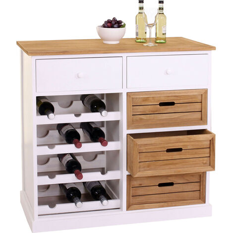 Étagère à vin HWC-B96, commode / meuble pour 12 bouteilles avec tiroirs, style campagne 86x87x37cm