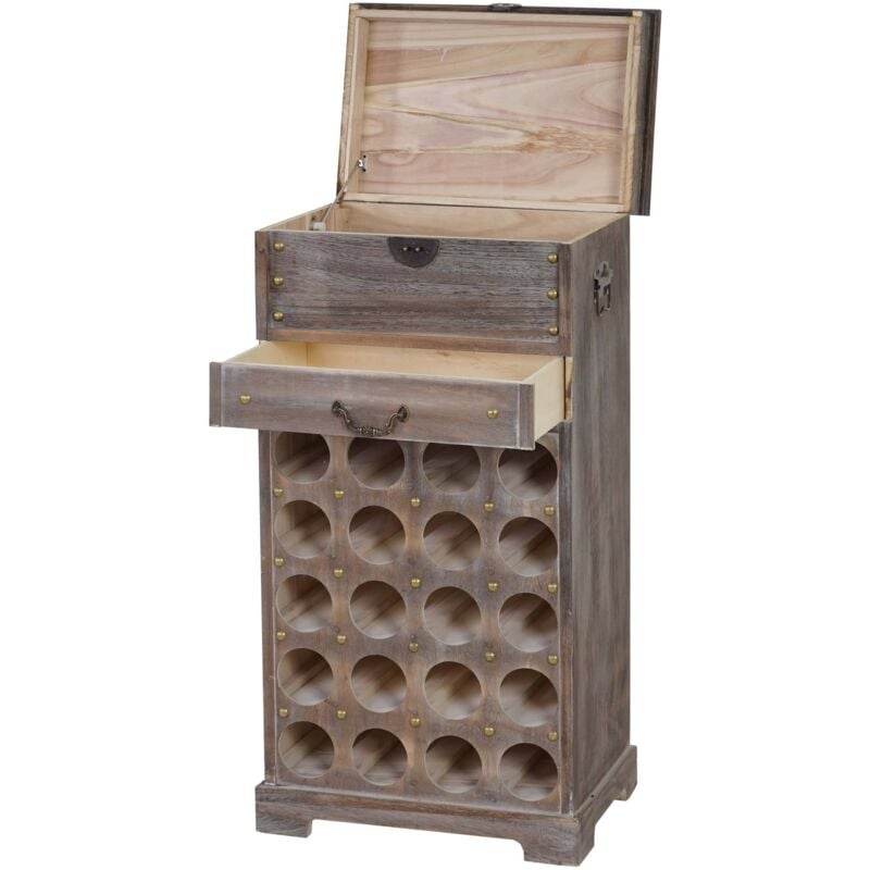 HHG - jamais utilisé] Etagère à vin Lucan pour 20 bouteilles / mobilier de bois / style Shabby Chic, marron