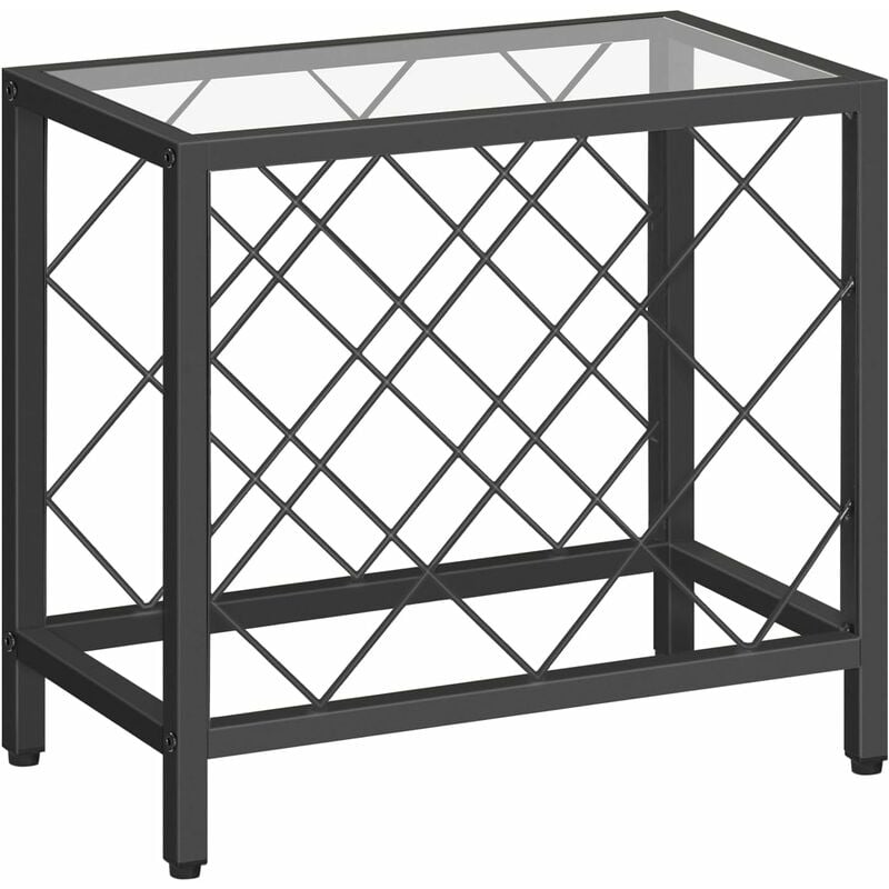 Étagère à Vin sur Table, Porte-Bouteille, Support de Rangement pour Bouteilles d'alcool, Présentoir à Vin, pour 10 Bouteilles, Panneau en Verre