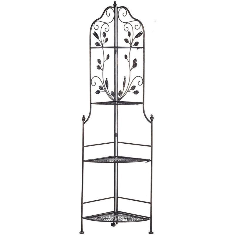 Beliani - tagère Angle Extérieur et Intérieur pour Plantes Noire 4 Niveaux Rangement pour Jardin ou Salle de Bain Traditionnelle et Romantique