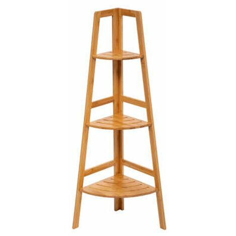 Etagère Angle Salle de Bain Bambou 3 Niveaux 32x32x103 cm - SILUMEN