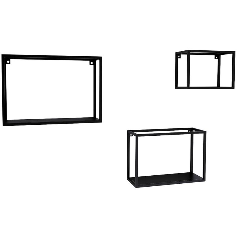 Epikasa - tagère Annamaria, Métal, Noir, 40x13x25 cm