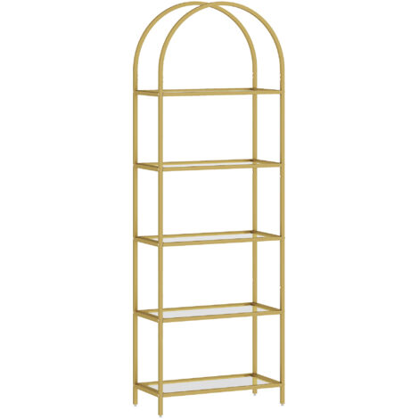 Etagère arc métal et verre ZEUS dorée