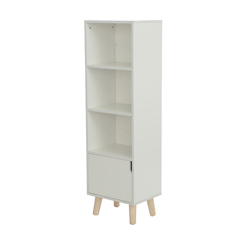 Etagere armoire meuble design <strong>bibliotheque</strong> 40*30*130cm bois de chene massif - blanc