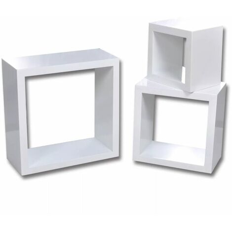 Étagère armoire meuble design design murale 3 cubes blanc - Blanc