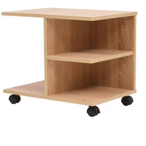Étagère armoire meuble design étagère à roulettes 50 cm chêne marron