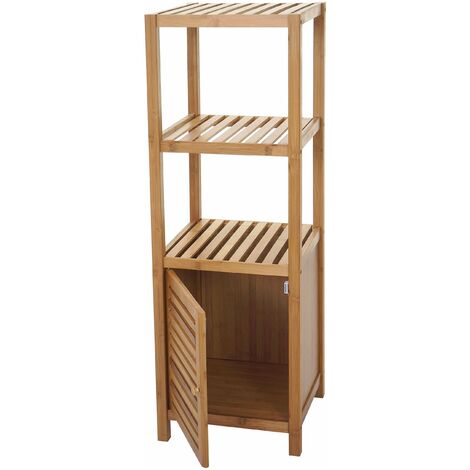 Etagère armoire meuble pour salle de bain en bambou 110x36x34 cm - noir