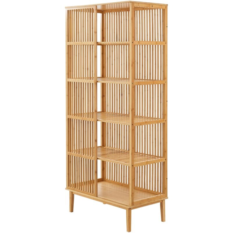 Helloshop26 - tagère autoportante en bambou 185 x 80 x 45 cm naturel