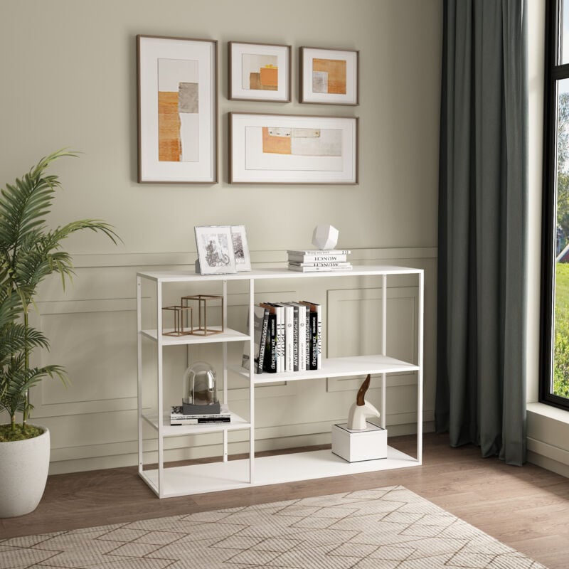 Tagère autoportante Isojoki 120 x 35 x 87,5 cm métal blanc [en.casa]