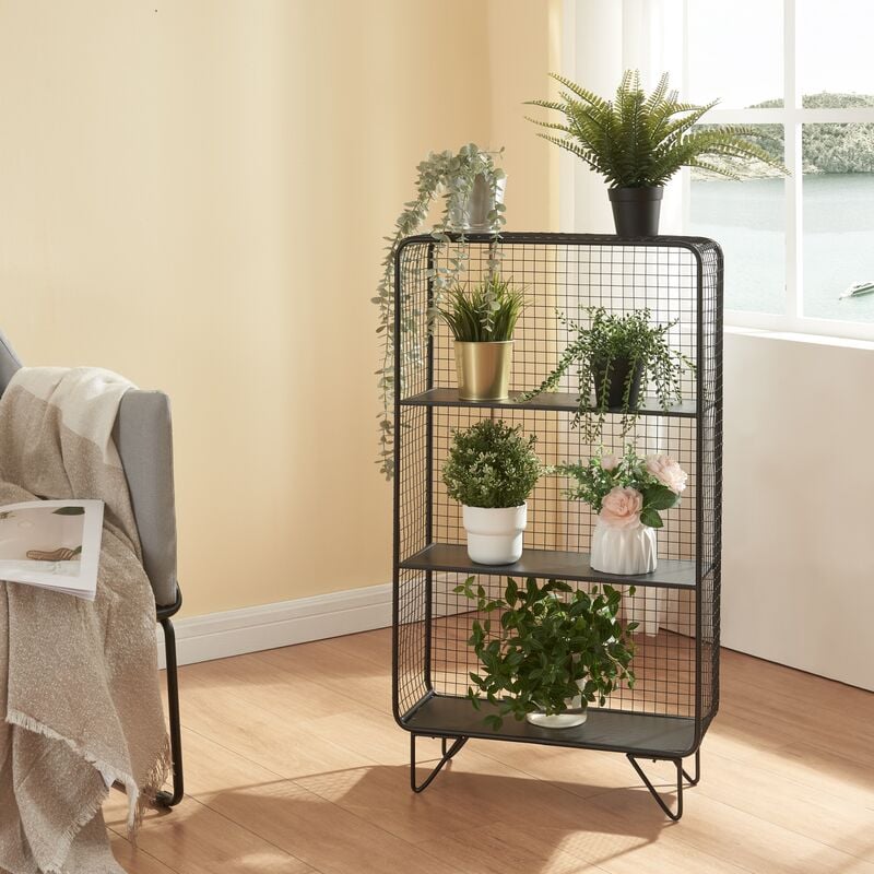 [en.casa] - tagère autoportante Volda métal 90 x 50 x 19 cm noir