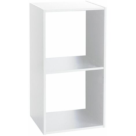 Étagère avec 2 cases en panneaux de particules coloris blanc -  Longueur 34.4 x Profondeur 32 x Hauteur 67 cm