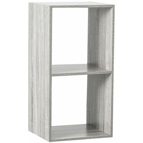 Étagère avec 2 cases en panneaux de particules coloris Gris - Longueur 34.4 x Profondeur 32 x Hauteur 67 cm