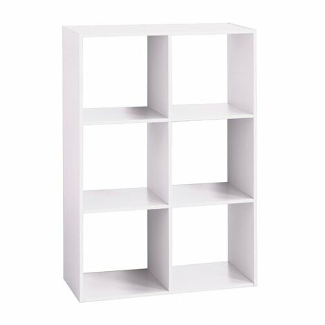 Etagère avec 6 cases en panneaux de particules coloris Blanc - Longueur 67 x Profondeur 32 x Hauteur 100 cm -PEGANE-