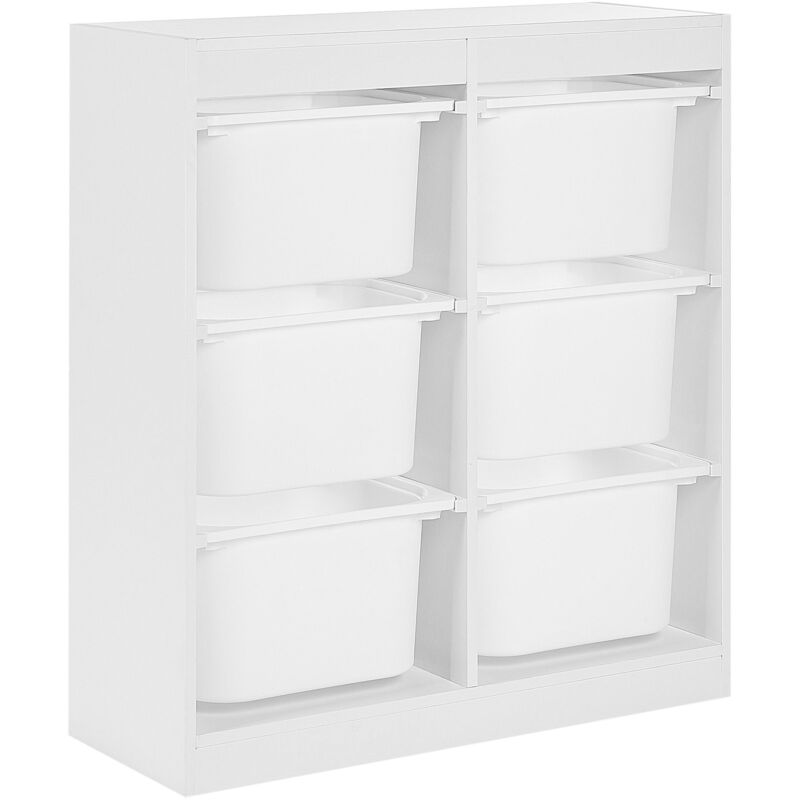 Beliani - Etagère avec 6 Tiroirs Boîtes de Rangement Chambre d'Enfant Panneau de Particules Plastique Blanc Tobin