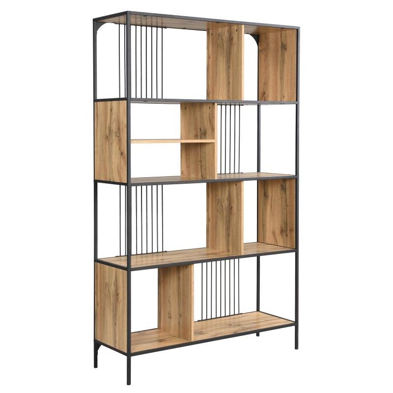 Vente-unique - Etagère avec 9 niches en mdf et acier - Naturel et Noir - lemavia