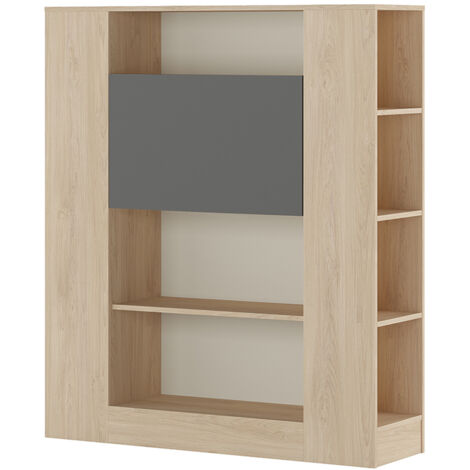 Etagère avec fonction bureau coloris puccini, graphite - Longueur 119,6 x profondeur 34,50 x hauteur 140 cm