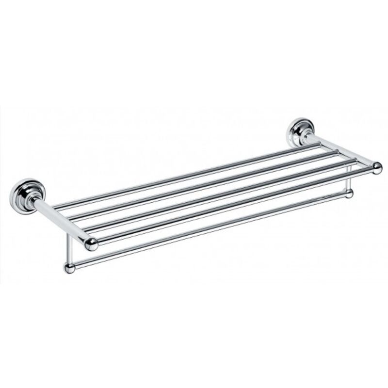 Bemeta - Etagère avec porte-serviettes murale retro laiton chromé 66,5x12x22,5 cm