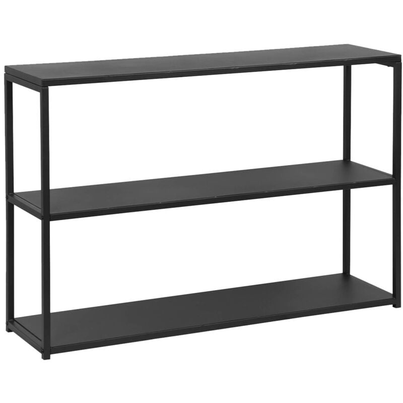 Etagère basse 3 niveaux en métal noir - Industrielle - 120x30x80cm