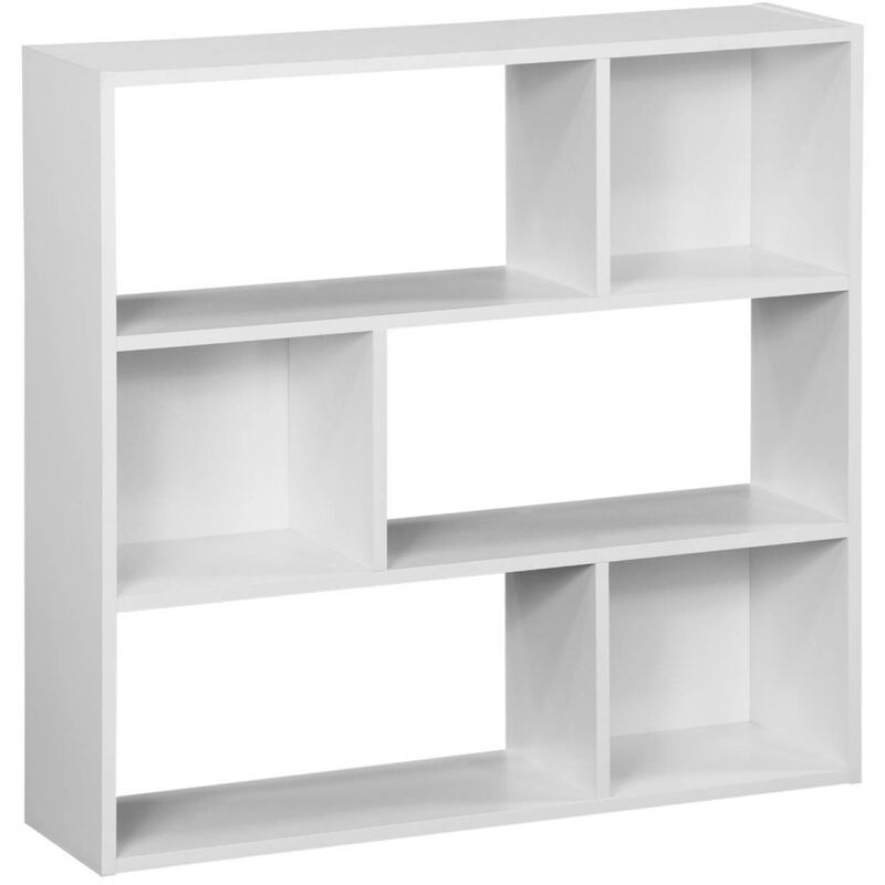 Etagère bibliothèque blanche Pieter 3 étagères 6 compartiments de rangement