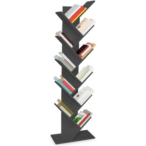 Etagère bibliothèque à livres TEA forme d'arbre 10 niveaux grise - Gris