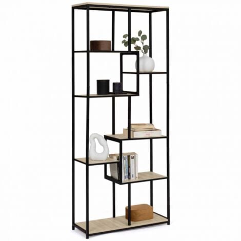 Etagère bibliothèque asymétrique 8 niveaux DETROIT design industriel 161 cm