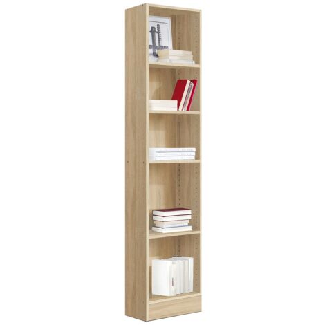 Etagère, bibliothèque avec 5 tablettes coloris chêne cambrian - longueur 42 x profondeur 33 x hauteur 186 cm