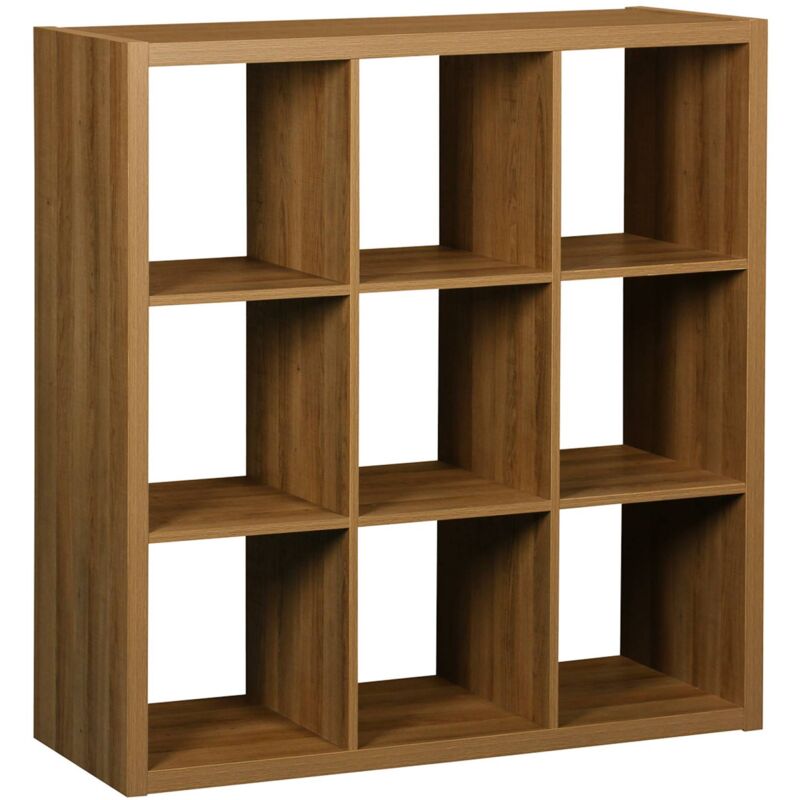Etagère bibliothèque cubique 3 niveaux 9 compartiments. effet bois de manguier. l 111.2 x p 39 x h 111.2cm