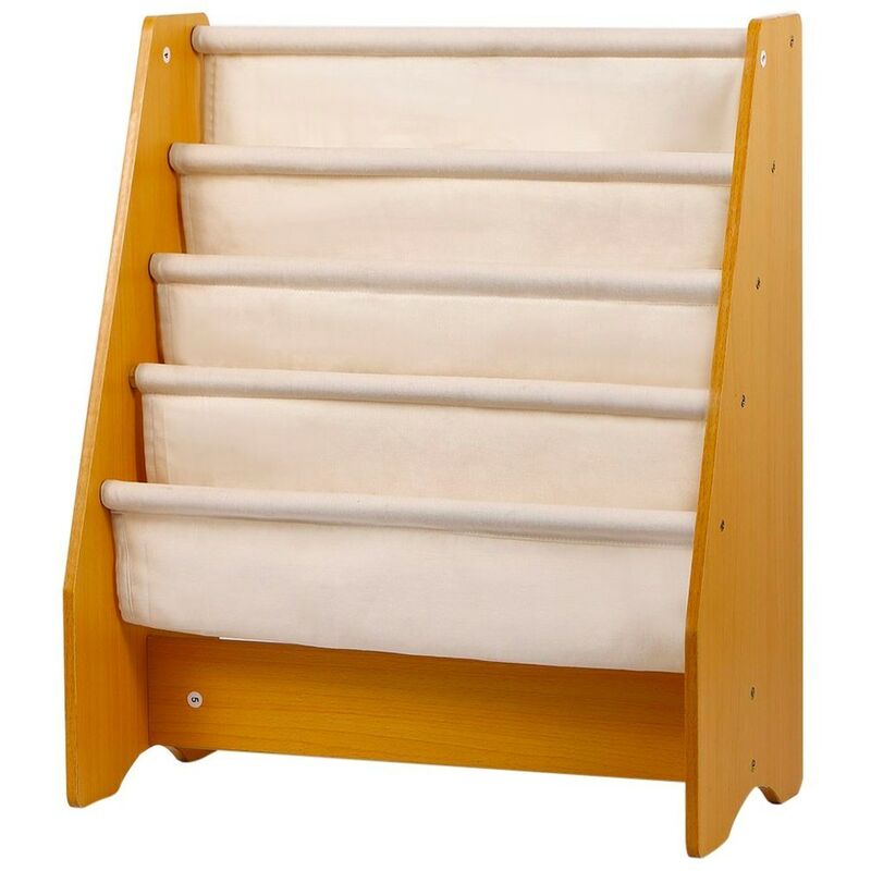 Étagère bibliothèque enfant Montessori 4 niveaux en bois et tissu