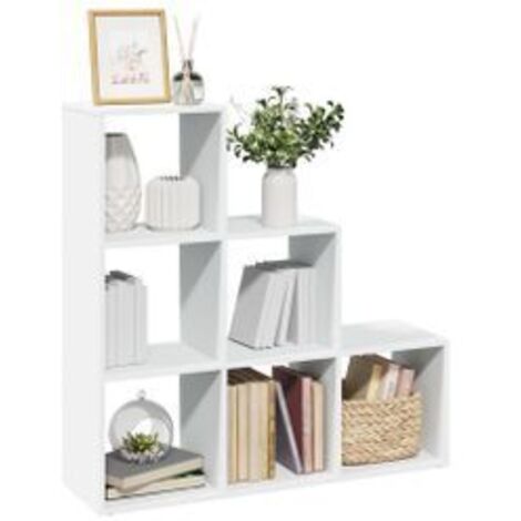 Étagère bibliothèque escalier 3 niveaux Kato 99cm - 6 niches-Blanc